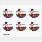 かわいいピンクの魔女 ラウンドシール (シート)