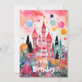 かわいいピンクの魔法のプリンセス城 招待状 (裏面)