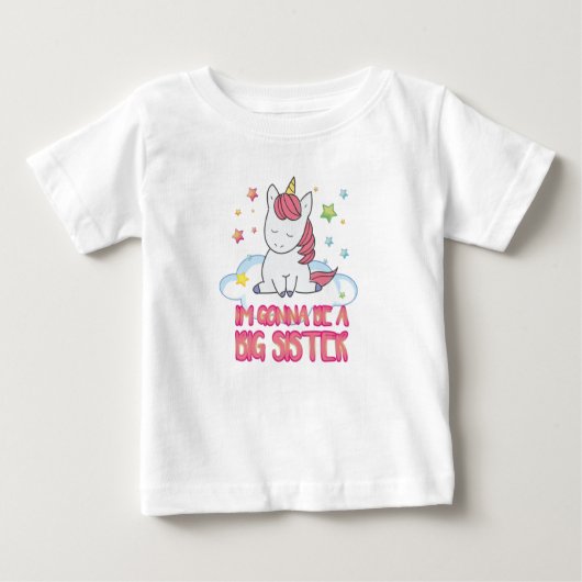 かわいいピンクの魔法のユニコーン私は姉になる ベビーTシャツ (正面)