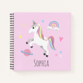 かわいいピンクの魔法ユニコーンの子供学校 ノートブック (正面)