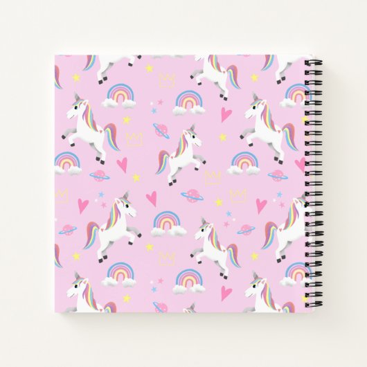 かわいいピンクの魔法ユニコーンの子供学校 ノートブック (裏面)