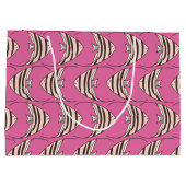 かわいいピンクの魚のパターン ラージペーパーバッグ (裏面)