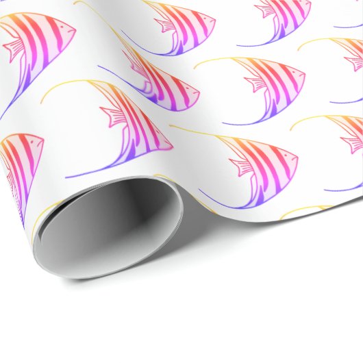 かわいいピンクの魚柄 ラッピングペーパー (ロールコーナー)