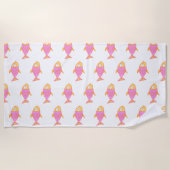 かわいいピンクの魚 ビーチタオル (正面)