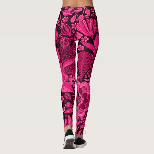 かわいいピンクの鳥と花柄 レギンス (裏面)