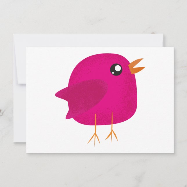 かわいいピンクの鳥のイラスト (正面)