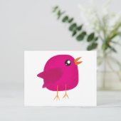 かわいいピンクの鳥のイラスト シーズンポストカード (スタンド正面)