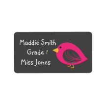 かわいいピンクの鳥の女の子の名前ブックラベル