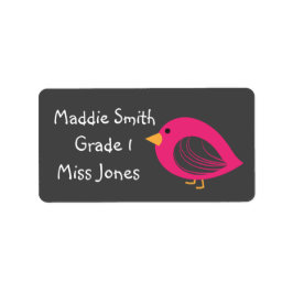 かわいいピンクの鳥の女の子の名前ブックラベル ラベル