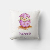かわいいピンクの鳥の女の子の寝室 クッション (正面)