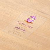 かわいいピンクの鳥の女の子の赤ちゃんシャワー アクリル招待状 (レイダウン)