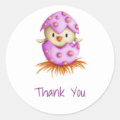 かわいいピンクの鳥の巣ありがとう ラウンドシール (正面)