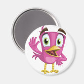 かわいいピンクの鳥の漫画 マグネット (正面/裏面)