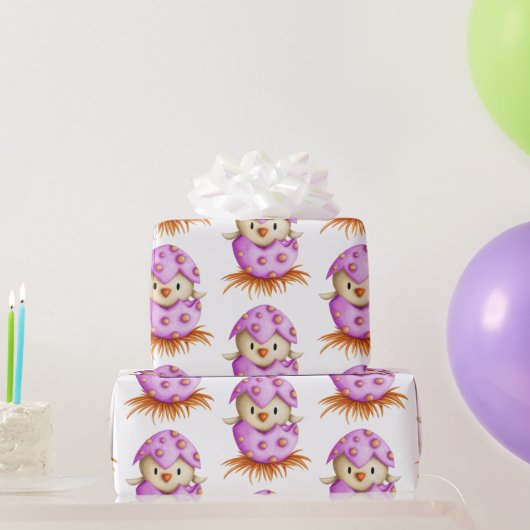 かわいいピンクの鳥ハッチングガールベイビーシャワー ラッピングペーパー (パーティーギフト)