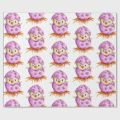 かわいいピンクの鳥ハッチングガールベイビーシャワー ラッピングペーパー (フラット)