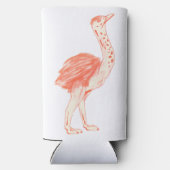 かわいいピンクの鳥芸術的ベビーダチョウ スリム缶クーラー (裏面)