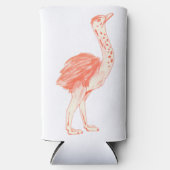 かわいいピンクの鳥芸術的ベビーダチョウ スリム缶クーラー (正面)