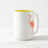かわいいピンクの鳥芸術的ベビーダチョウ ツートーンマグカップ (正面右)