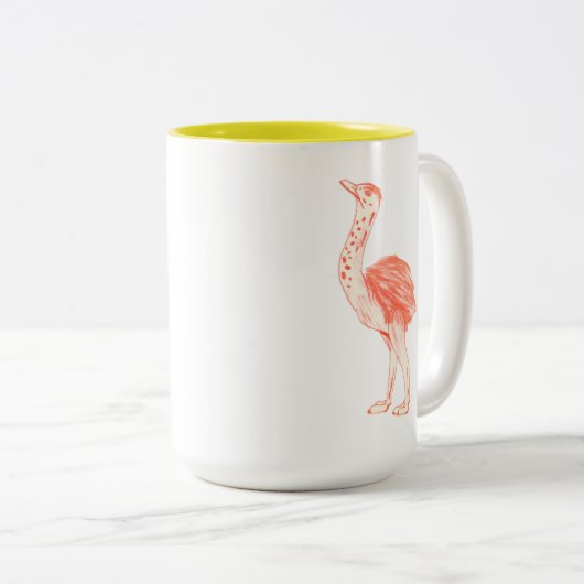 かわいいピンクの鳥芸術的ベビーダチョウ ツートーンマグカップ (正面右)