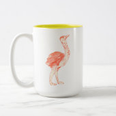 かわいいピンクの鳥芸術的ベビーダチョウ ツートーンマグカップ (左)