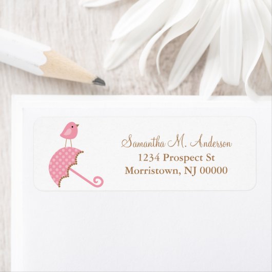 かわいいピンクの鳥 ラベル (インサイチュ)