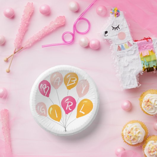 かわいいピンクの黄色のバルーン赤ちゃん女の子の赤ちゃんシャワー ペーパーボウル (パーティー)