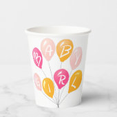 かわいいピンクの黄色のバルーン赤ちゃん女の子の赤ちゃんシャワー 紙コップ (正面)