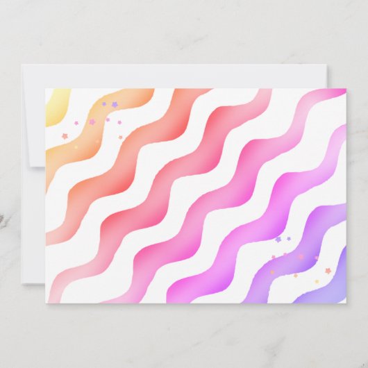 かわいいピンクの黄色の波ガールフォト誕生日 サンキューカード (裏面)