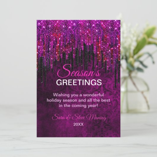 かわいいピンクの黒いグリッタードリップスクリスマスの新年 (スタンド正面)