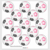 かわいいピンクの黒いサッカー選手 シール (シート)