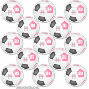 かわいいピンクの黒いサッカー選手 シール