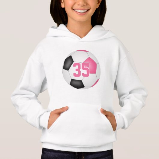 かわいいピンクの黒い女の子のジャージー番号サッカー (正面)