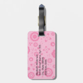 かわいいピンクの黒い靴の名前の粋なシマウマのプリント ラゲッジタグ (裏面縦)