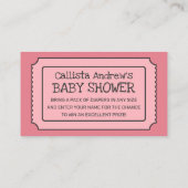 かわいいピンクの黒おむつベビーシャワーラッフルチケット 名刺 (裏面)