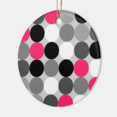 かわいいピンクの黒と白のドットのベクトルパターン セラミックオーナメント (左)