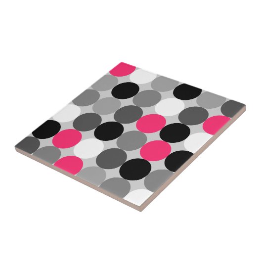 かわいいピンクの黒と白のドットのベクトルパターン タイル (側面)