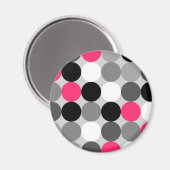 かわいいピンクの黒と白のドットのベクトルパターン マグネット (正面/裏面)