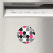 かわいいピンクの黒と白のドットのベクトルパターン マグネット (インサイチュ (食洗機))