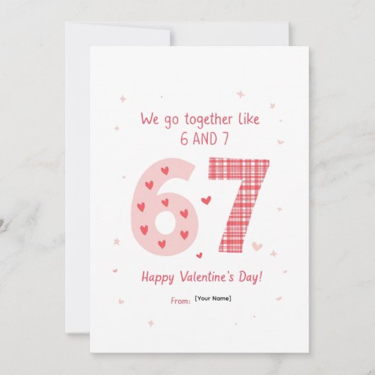 かわいいピンクの6と7のデザイン シーズンカード (正面)