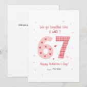 かわいいピンクの6と7のデザイン シーズンカード (正面/裏面)