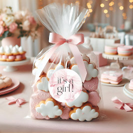 かわいいピンクの コケティーボウ 女の子です ラウンドシール