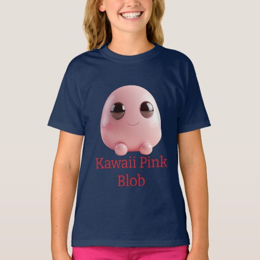 かわいいピンクのBlob — かわいい3Dキャラクター Tシャツ (正面)