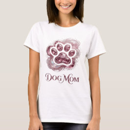 かわいいピンクのDOG MOMスローガンデザイン Tシャツ