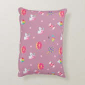 かわいいピンクのemojiのユニコーンキャンデーの花の棒つきキャンデー アクセントクッション (裏面(縦))