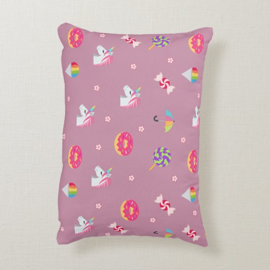 かわいいピンクのemojiのユニコーンキャンデーの花の棒つきキャンデー アクセントクッション