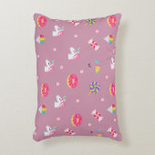 かわいいピンクのemojiのユニコーンキャンデーの花の棒つきキャンデー アクセントクッション (正面(垂直))