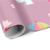 かわいいピンクのemojiのユニコーンキャンデーの花の棒つきキャンデー ラッピングペーパー (ロールコーナー)