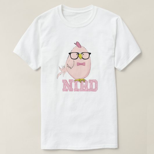 かわいいピンクのNerd Bird Tシャツ (デザイン正面)