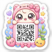かわいいピンクのQRコードキャラクター フローラルパステルR