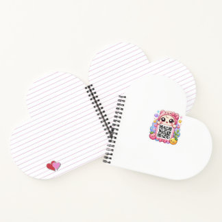 かわいいピンクのQRコードキャラクター フローラルパステルR ノートブック
